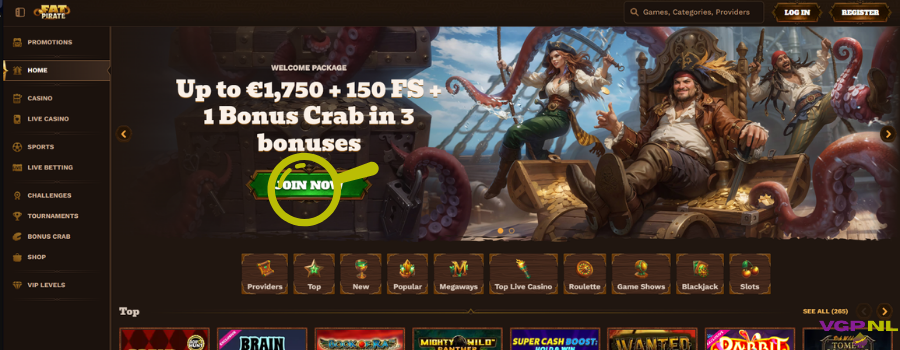 Fat Pirate casino zonder CRUKS